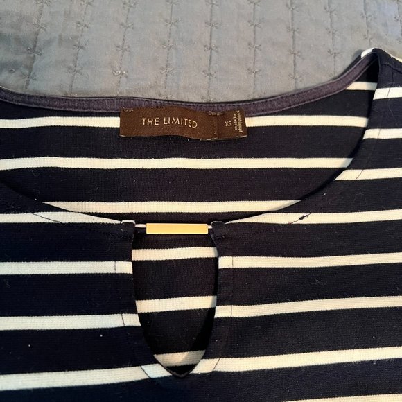 The Limited Navy Stripe Shift 3/4 Sleeve Dress Size XS - Picture 4 of 4